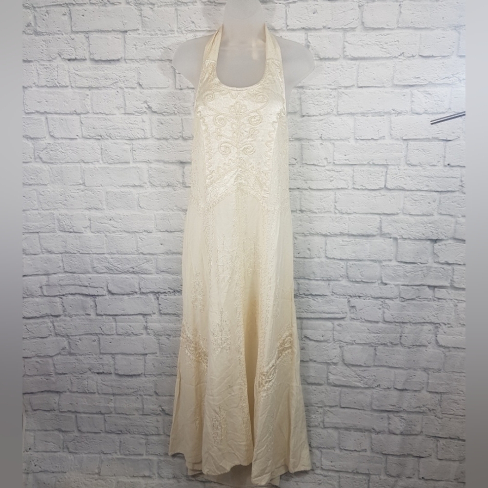 AllThatJazzOnline VTG Embroidered Halter Gypsy Boho Hippie Dress